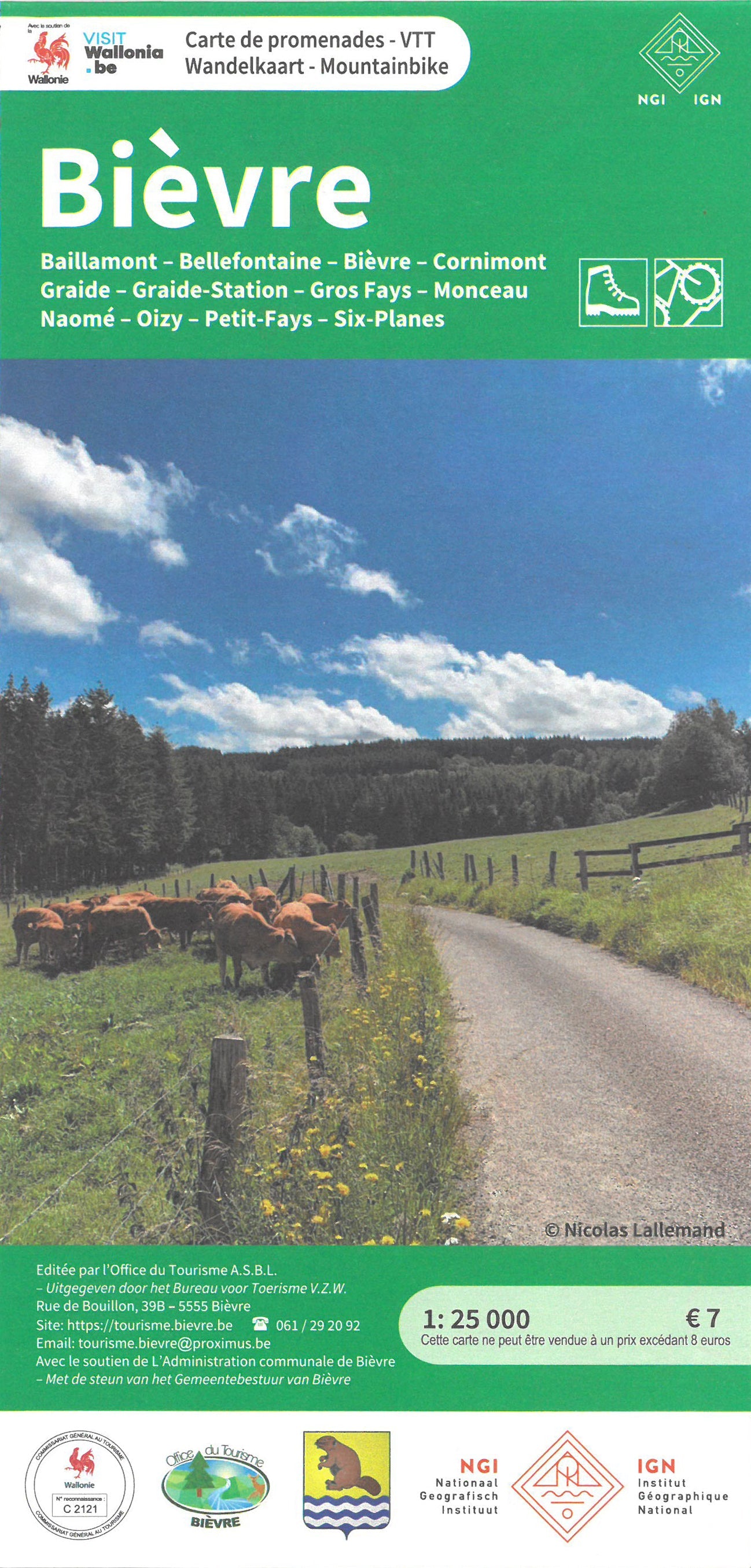 Carte de randonnée - Bièvre (Belgique) | NGI carte de randonnée IGN Belgique