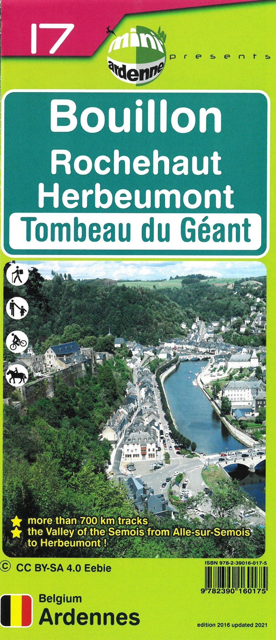 Carte de randonnée n° 17 - Bouillon, Rochehaut, Herbeumont, Tombeau du Géant | Mini Planet carte de randonnée Mini Planet
