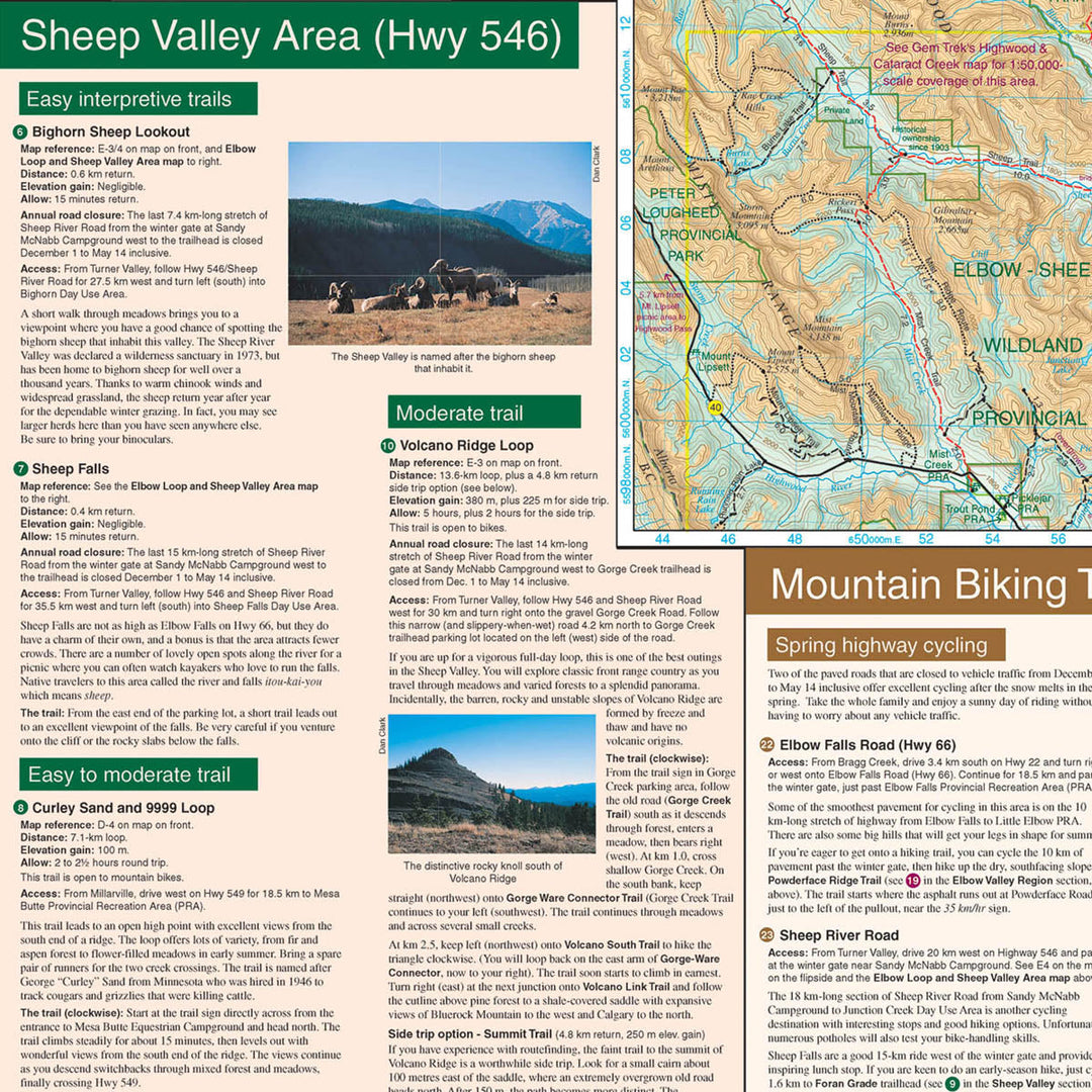 Carte de randonnée - Bragg Creek & Sheep Valley (région de Kananaskis, Alberta) | Gem Trek carte pliée Gem Trek Publishing 