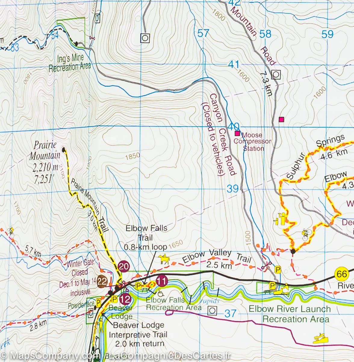 Carte de randonnée - Bragg Creek & Sheep Valley (région de Kananaskis, Alberta) | Gem Trek carte de randonnée Gem Trek Publishing