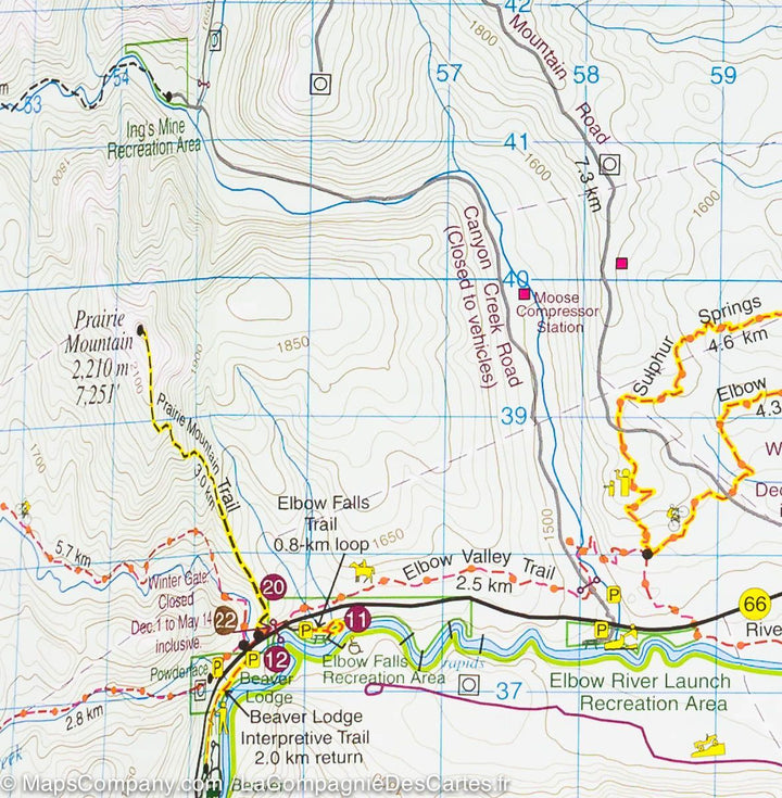 Carte de randonnée - Bragg Creek & Sheep Valley (région de Kananaskis, Alberta) | Gem Trek carte pliée Gem Trek Publishing 