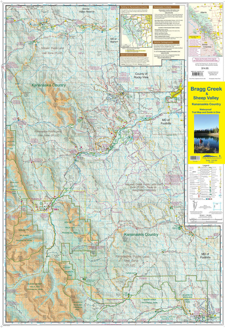 Carte de randonnée - Bragg Creek & Sheep Valley (région de Kananaskis, Alberta) | Gem Trek carte pliée Gem Trek Publishing 