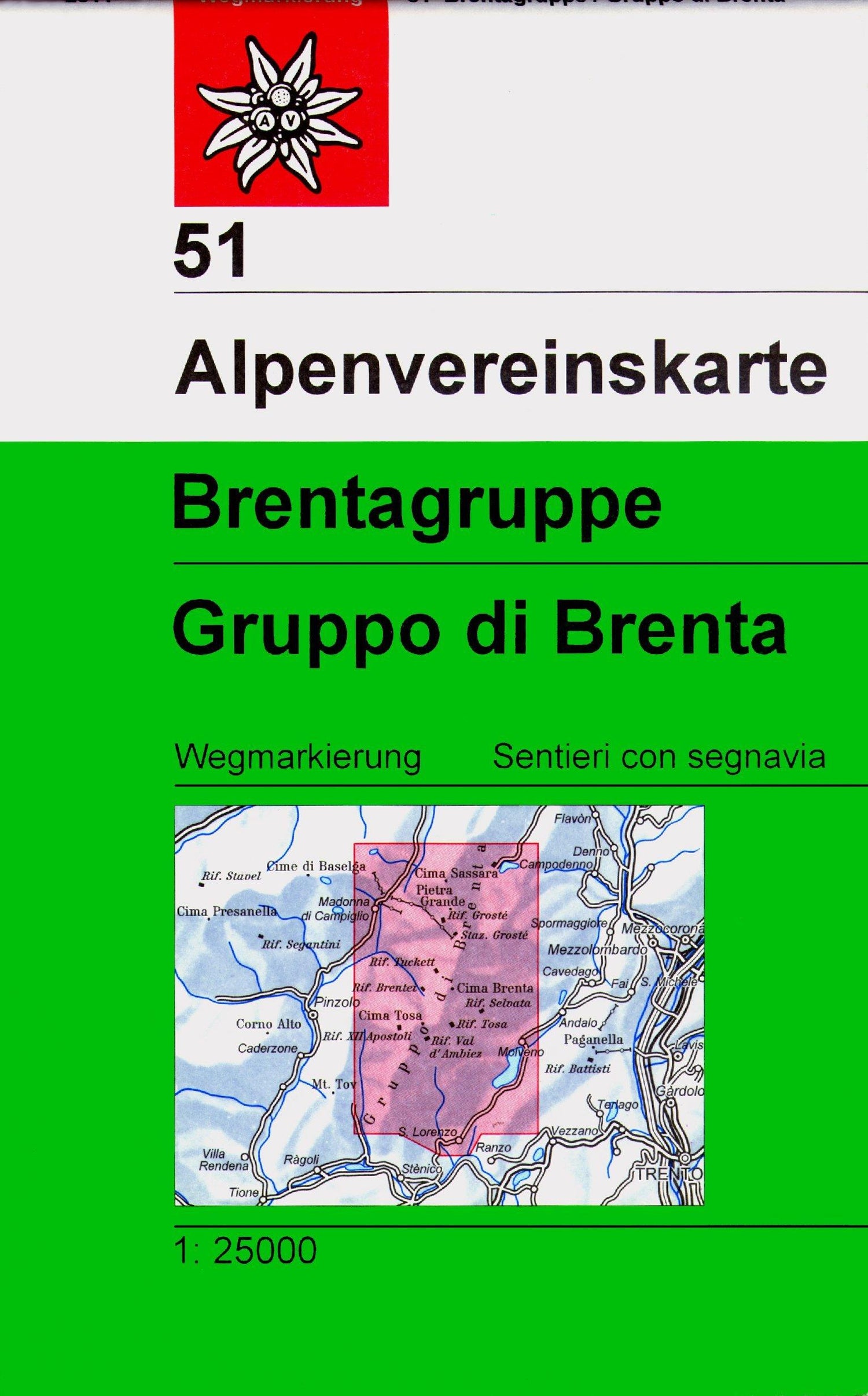 Carte de randonnée n° 51 - Brentagruppe (Alpes autrichiennes) | Alpenverein carte de randonnée Alpenverein Default Title