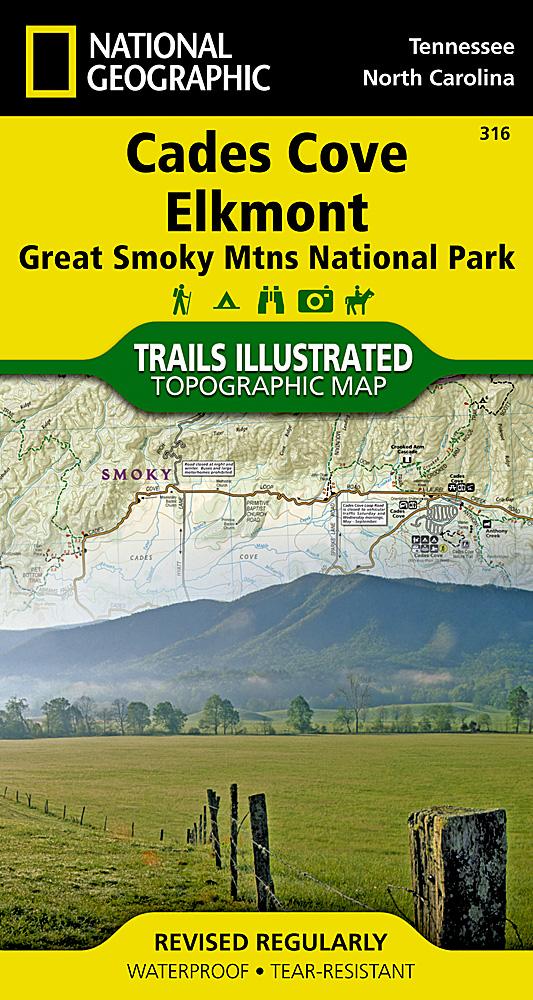 Carte de randonnée - Cades Cove, Elkmont - Great smoky mountains National Park (Caroline du Nord, Tennessee), n° 316 | National Geographic carte pliée National Geographic 