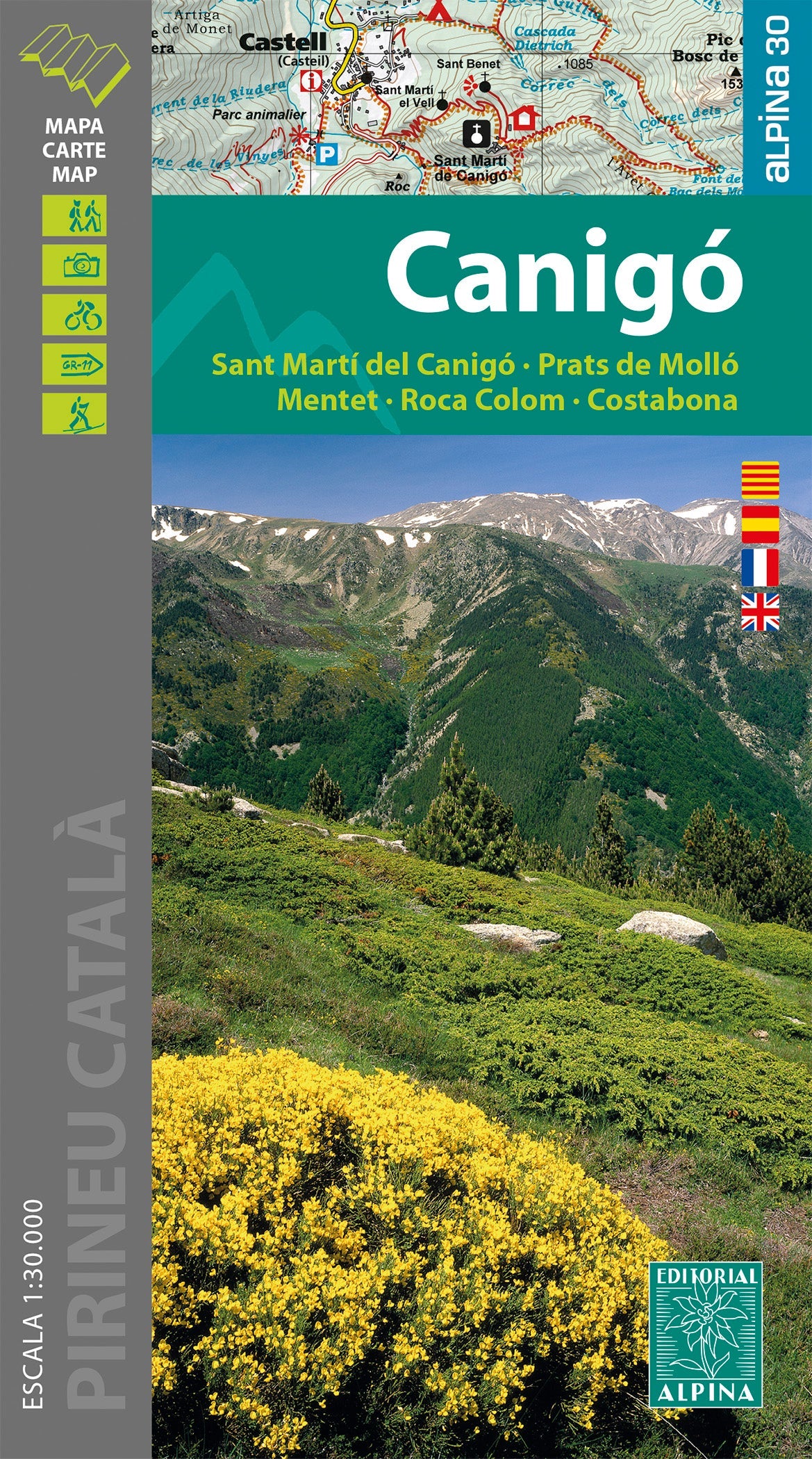 Carte de randonnée - Canigou, Sant Marti del Canigo, Prats de Mollo, Mentet (Pyrénées catalanes) | Editorial Alpina carte de randonnée Editorial Alpina