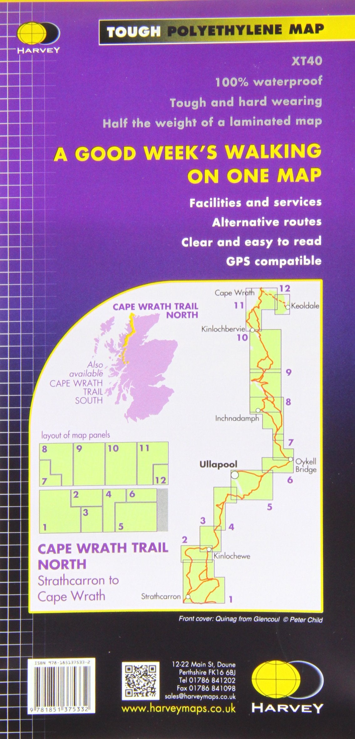 Carte de randonnée - Cape Wrath Trail Nord XT40 | Harvey Maps - National Trail maps carte de randonnée Harvey Maps