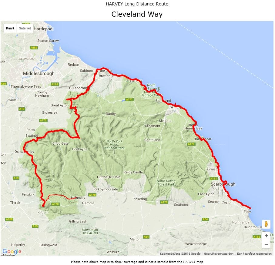 Carte de randonnée - Cleveland Way XT40 | Harvey Maps - National Trail maps carte de randonnée Harvey Maps Default Title