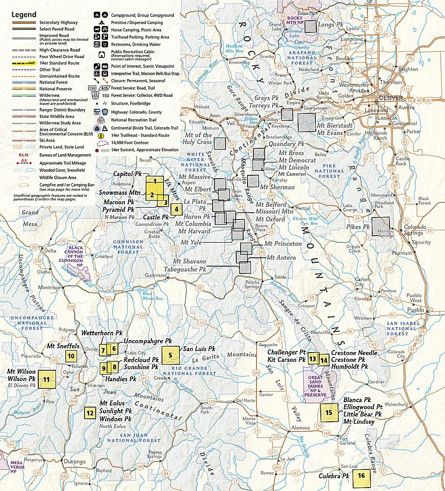 Carte de randonnée - Colorado 14ers Sud, n° 1303 | National Geographic carte pliée National Geographic 