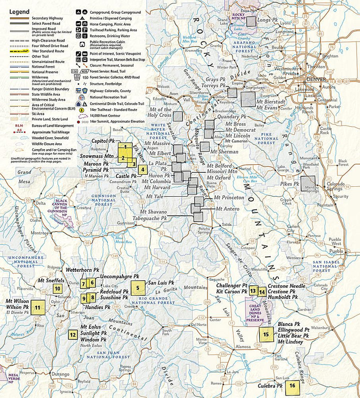 Carte de randonnée - Colorado 14ers Sud, n° 1303 | National Geographic carte pliée National Geographic 