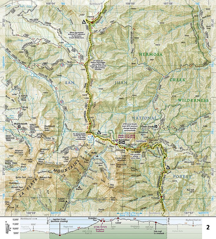 Carte de randonnée - Colorado Trail Sud, Durango à Monarch, n° 1201 | National Geographic carte pliée National Geographic 