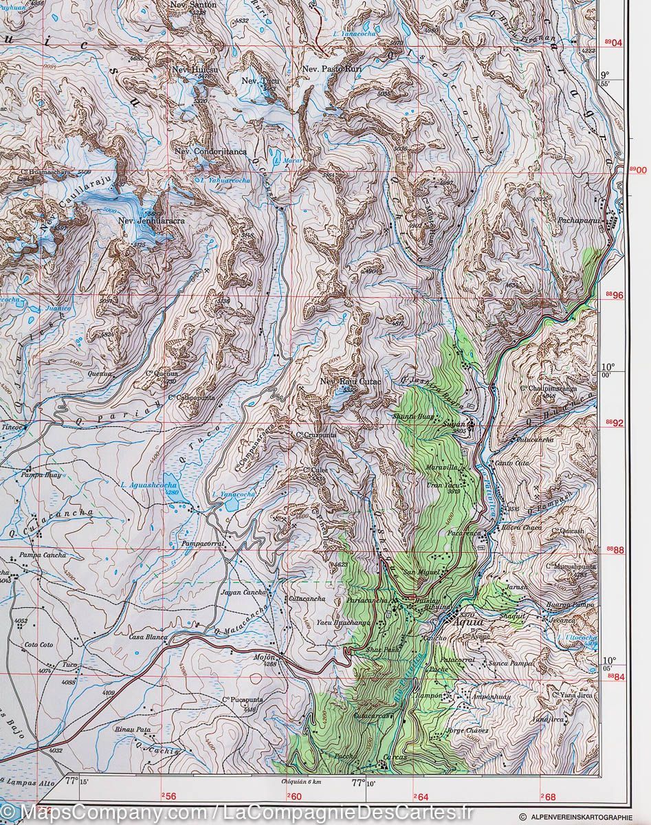 Carte de randonnée n° 03b - Cordillère Blanche Sud (Pérou) | Alpenverein carte de randonnée Alpenverein