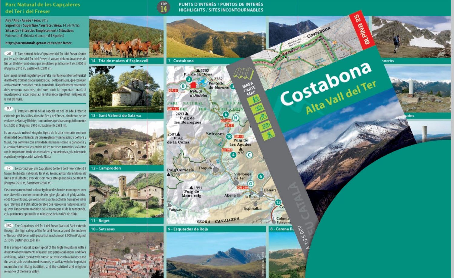 Carte de randonnée - Costabona & Haute Vallée du Ter (Pyrénées Catalanes) | Alpina carte de randonnée Editorial Alpina