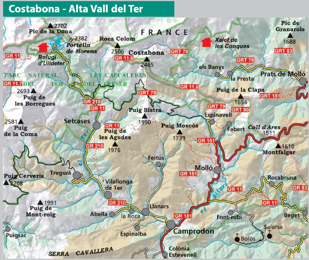 Carte de randonnée - Costabona & Haute Vallée du Ter (Pyrénées Catalanes) | Alpina carte pliée Editorial Alpina 