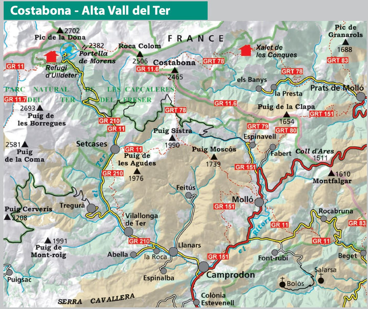 Carte de randonnée - Costabona & Haute Vallée du Ter (Pyrénées Catalanes) | Alpina carte pliée Editorial Alpina 