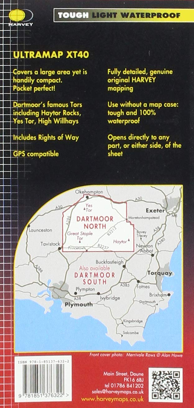 Carte de randonnée - Dartmoor Nord XT40 | Harvey Maps - Ultramap carte de randonnée Harvey Maps