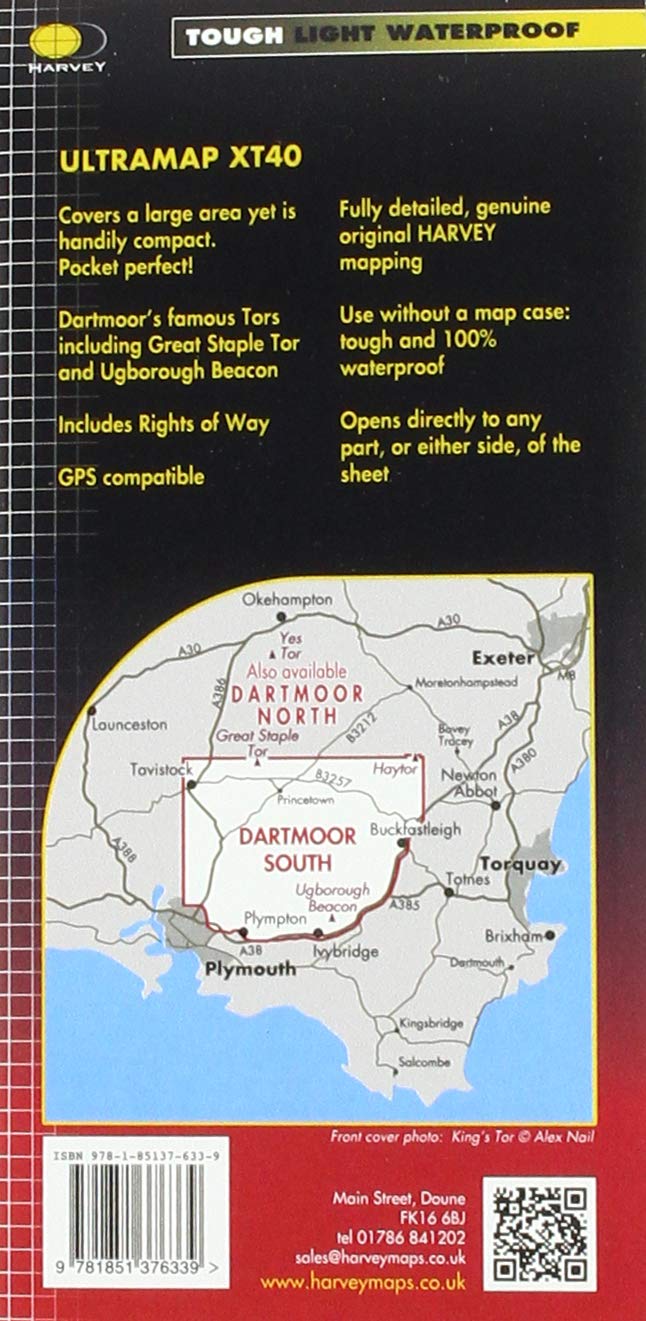 Carte de randonnée - Dartmoor Sud XT40 | Harvey Maps - Ultramap carte de randonnée Harvey Maps