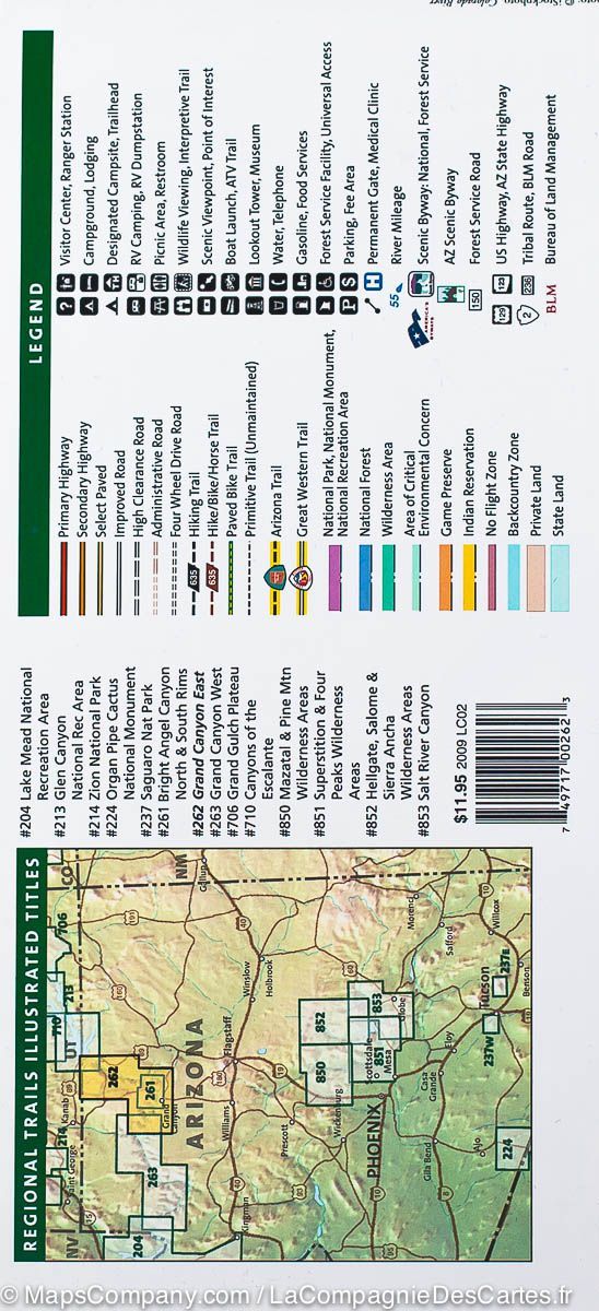 Carte de randonnée de Grand Canyon Est (Arizona) | National Geographic carte pliée National Geographic 