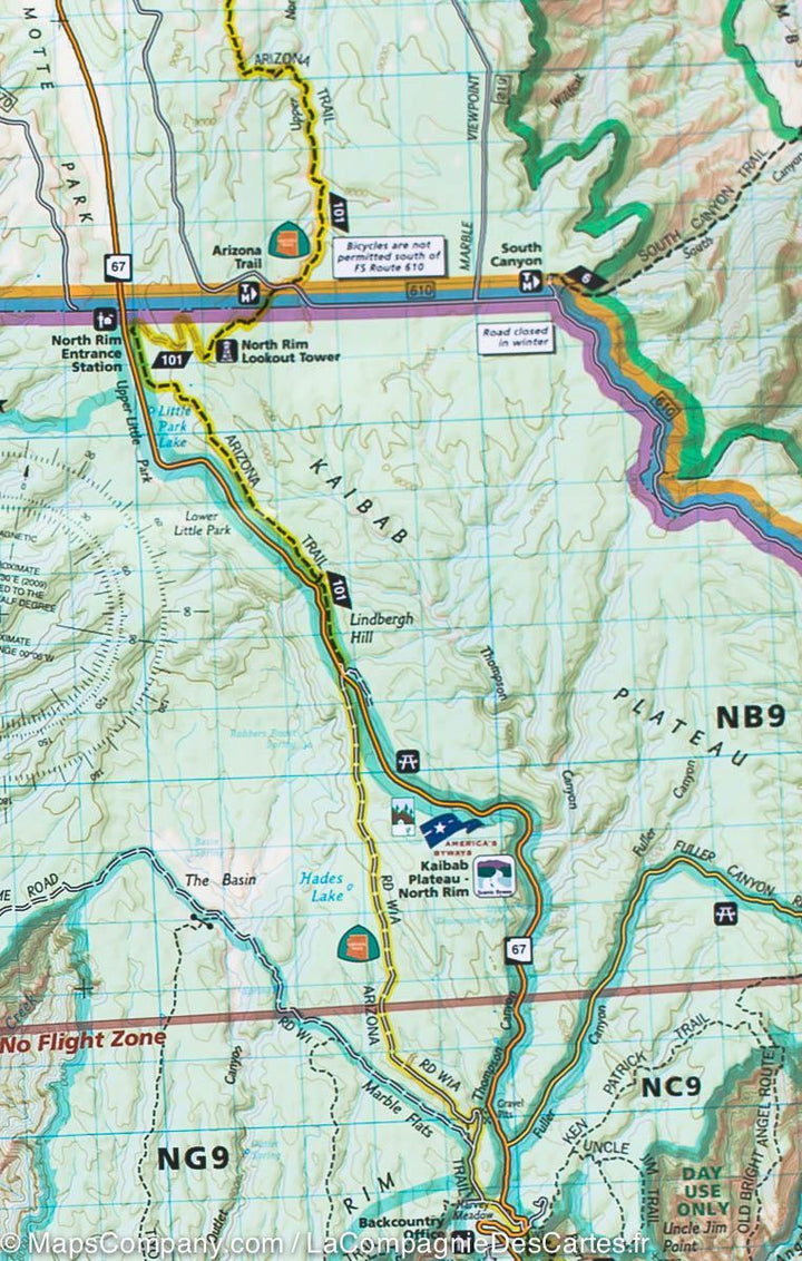 Carte de randonnée de Grand Canyon Est (Arizona) | National Geographic carte pliée National Geographic 