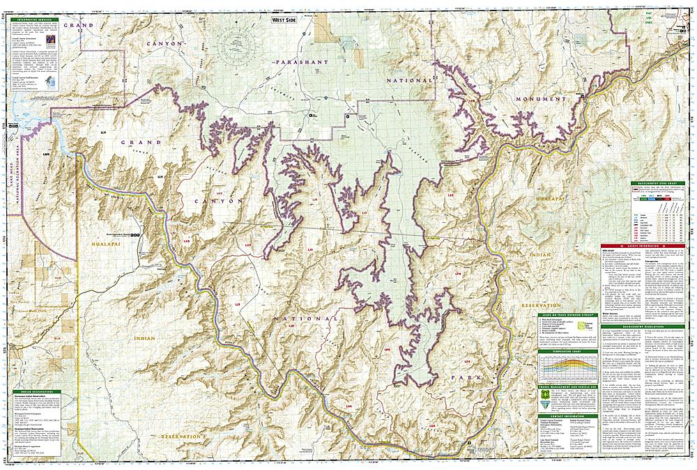 Carte de randonnée de Grand Canyon Ouest (Arizona) | National Geographic carte pliée National Geographic 