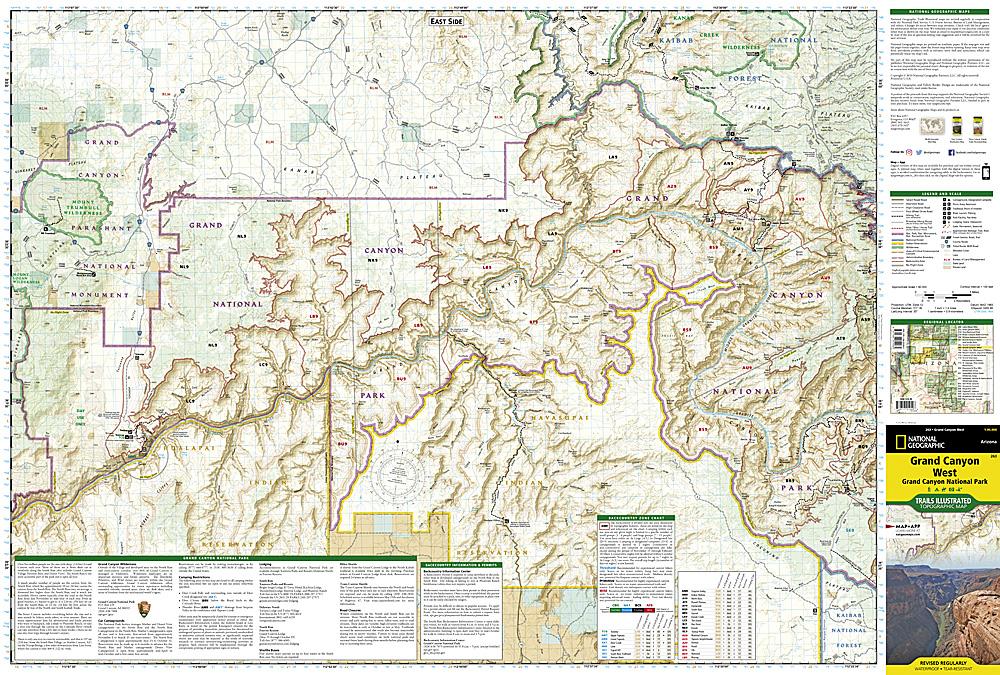 Carte de randonnée de Grand Canyon Ouest (Arizona) | National Geographic carte pliée National Geographic 