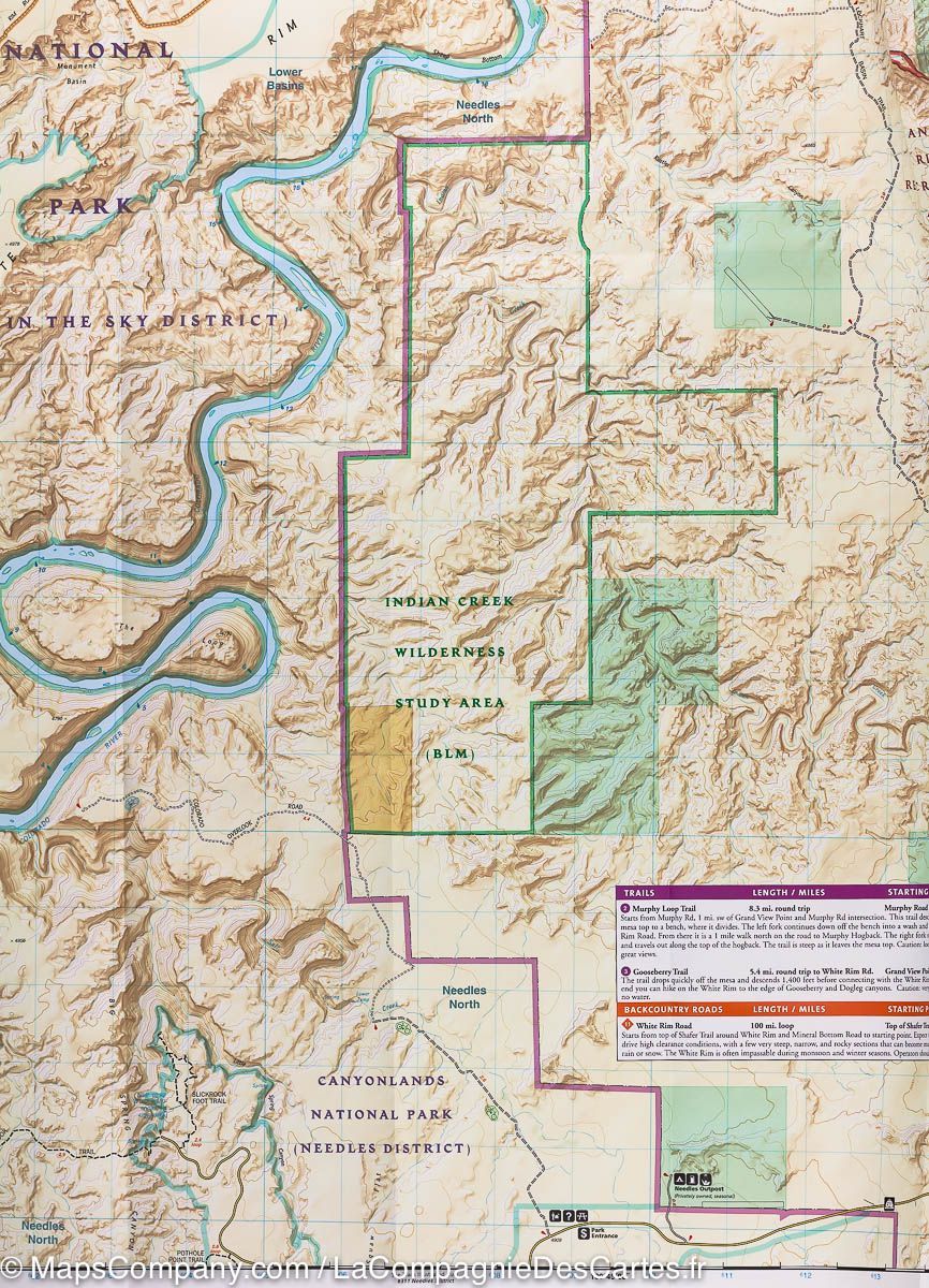 Carte de randonnée de Island in the sky District (Parc National de Canyonlands, Utah) | National Geographic carte pliée National Geographic 