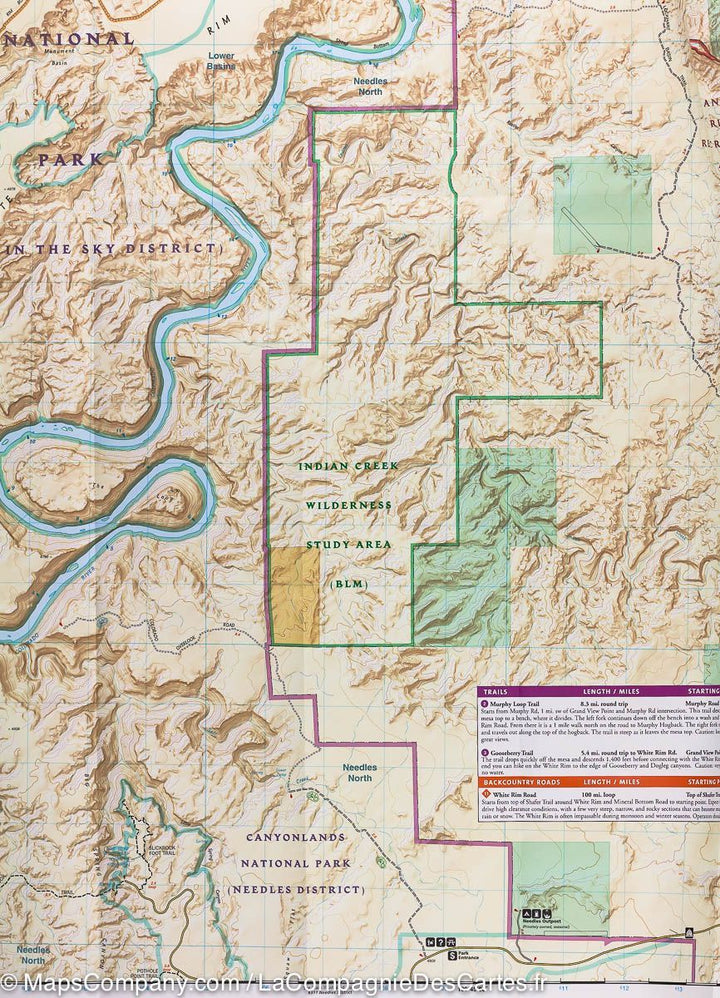 Carte de randonnée de Island in the sky District (Parc National de Canyonlands, Utah) | National Geographic carte pliée National Geographic 