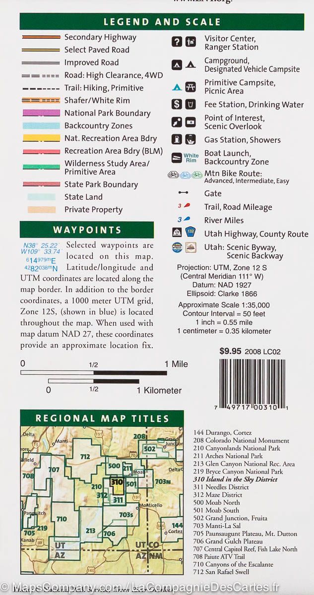 Carte de randonnée de Island in the sky District (Parc National de Canyonlands, Utah) | National Geographic carte pliée National Geographic 