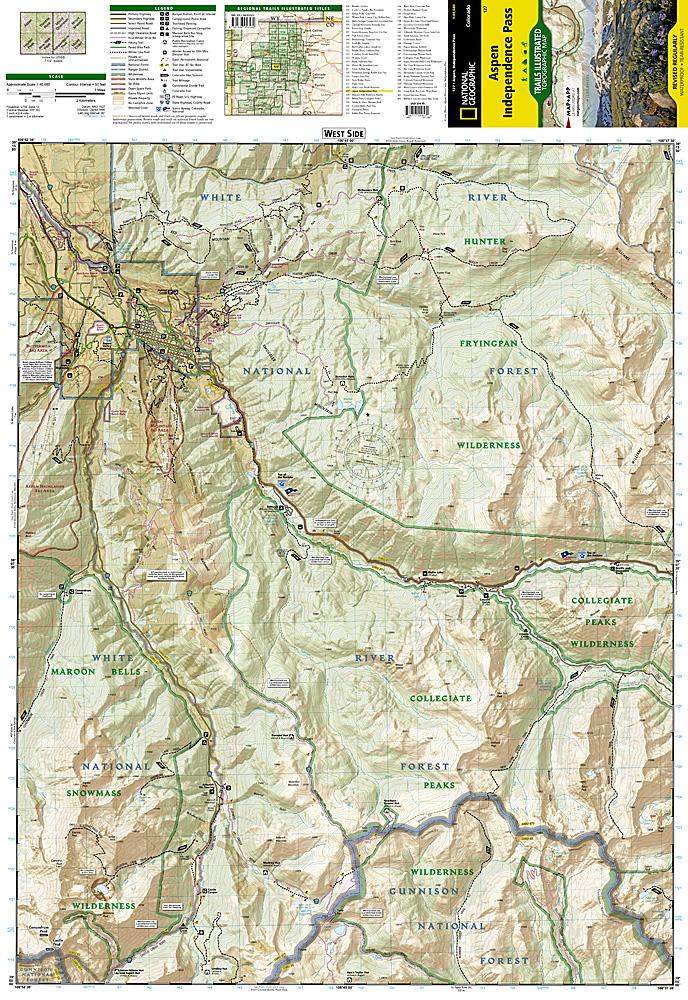 Carte de randonnée de la Région d'Aspen (Colorado) | National Geographic carte pliée National Geographic 