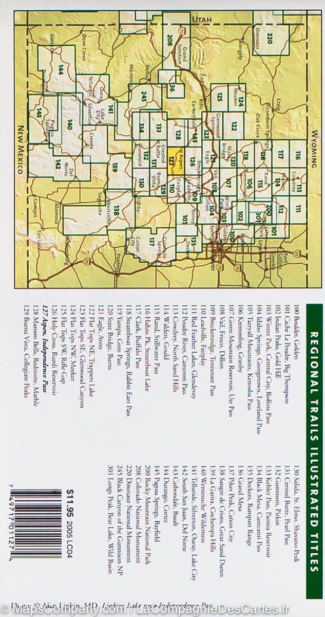 Carte de randonnée de la Région d'Aspen (Colorado) | National Geographic carte pliée National Geographic 