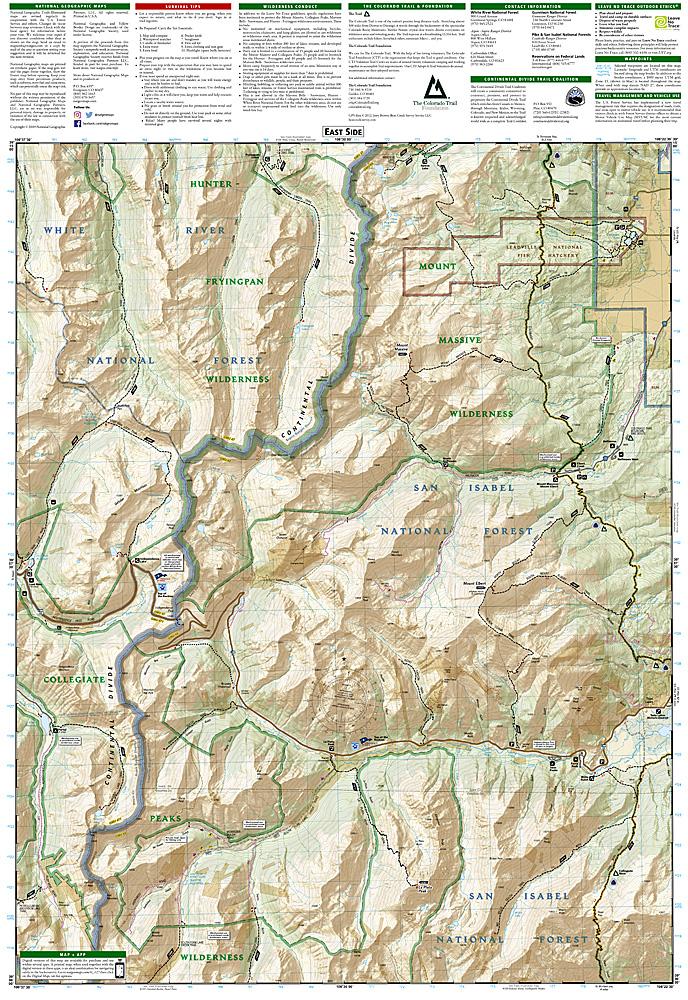 Carte de randonnée de la Région d'Aspen (Colorado) | National Geographic carte pliée National Geographic 