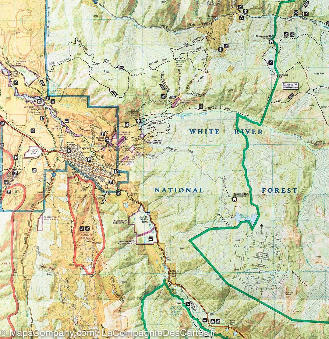 Carte de randonnée de la Région d'Aspen (Colorado) | National Geographic carte pliée National Geographic 