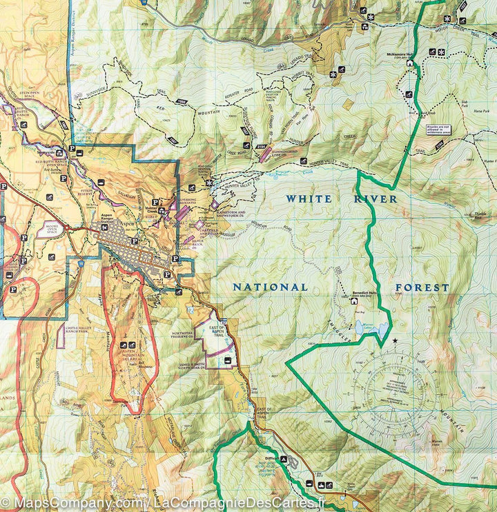 Carte de randonnée de la Région d'Aspen (Colorado) | National Geographic carte pliée National Geographic 