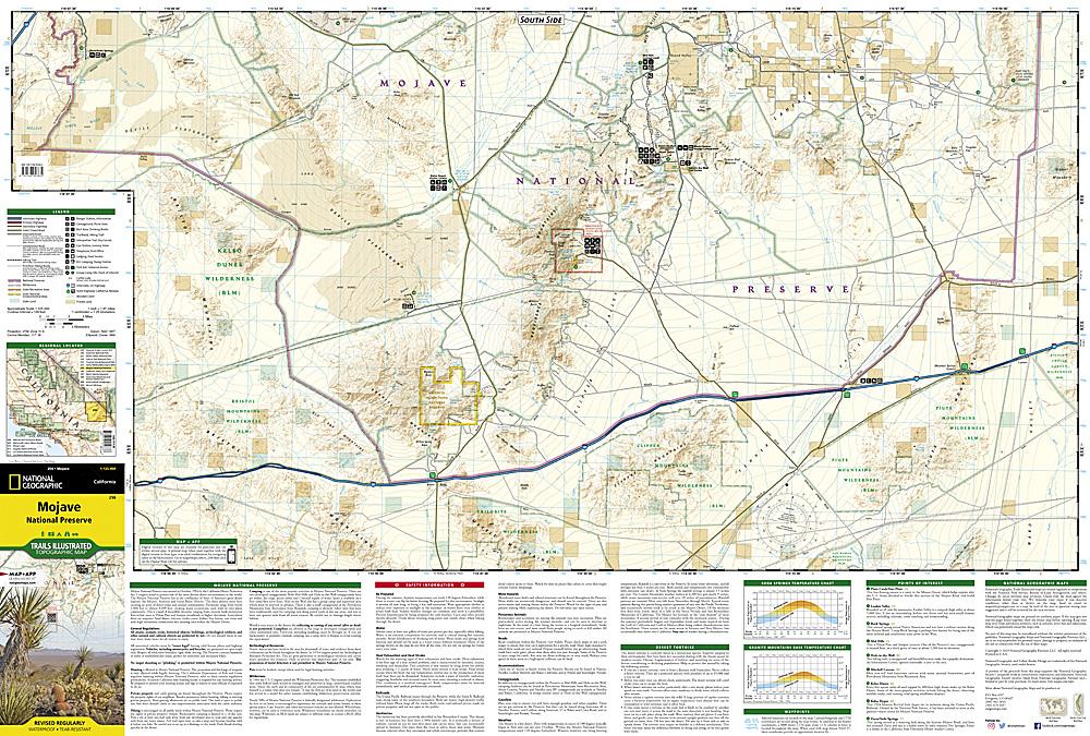 Carte de randonnée de la Réserve Nationale Mojave (Californie) | National Geographic carte pliée National Geographic 