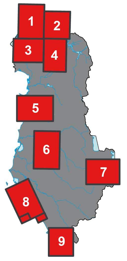 Carte de randonnée de l'Albanie n° 4 - Puka | Huber carte de randonnée Huber