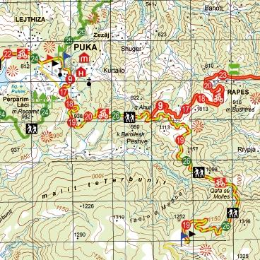 Carte de randonnée de l'Albanie n° 4 - Puka | Huber carte de randonnée Huber