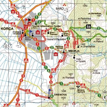 Carte de randonnée de l'Albanie n° 7 - Korça | Huber carte de randonnée Huber