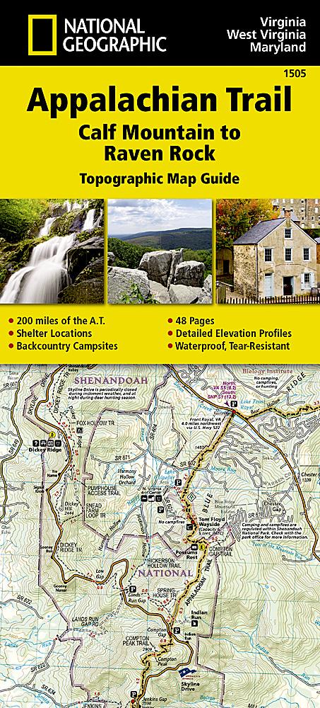 Carte de randonnée de l'Appalachian Trail - Calf Mountain to Raven Rock (Virginie, Virginie Occidentale, Maryland) - n° 1505 | National Geographic carte pliée National Geographic 