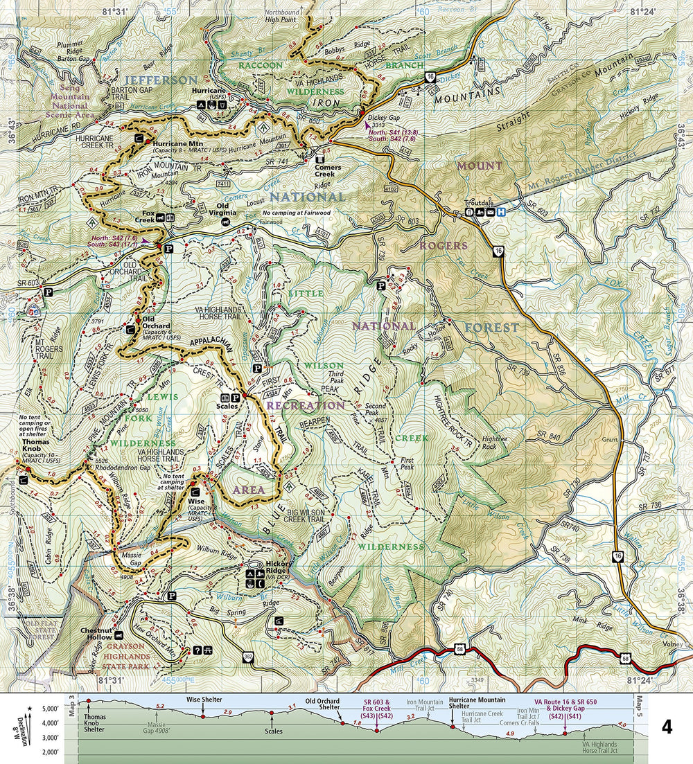Carte de randonnée de l'Appalachian Trail - Damascus to Bailey Gap (Virginie) - n° 1503 | National Geographic carte pliée National Geographic 