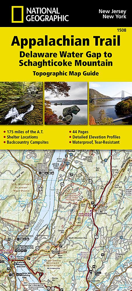 Carte de randonnée de l'Appalachian Trail - Delaware Water Gap to Schaghticoke Mountain (New Jersey, New York) - n° 1508 | National Geographic carte pliée National Geographic 