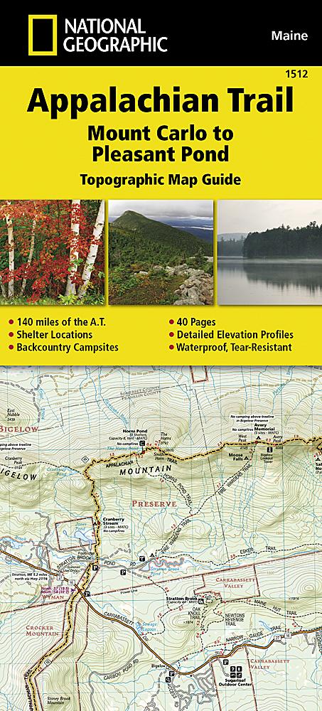 Carte de randonnée de l'Appalachian Trail - Mount Carlo to Pleasant Pond (Maine) - n° 1512 | National Geographic carte pliée National Geographic 