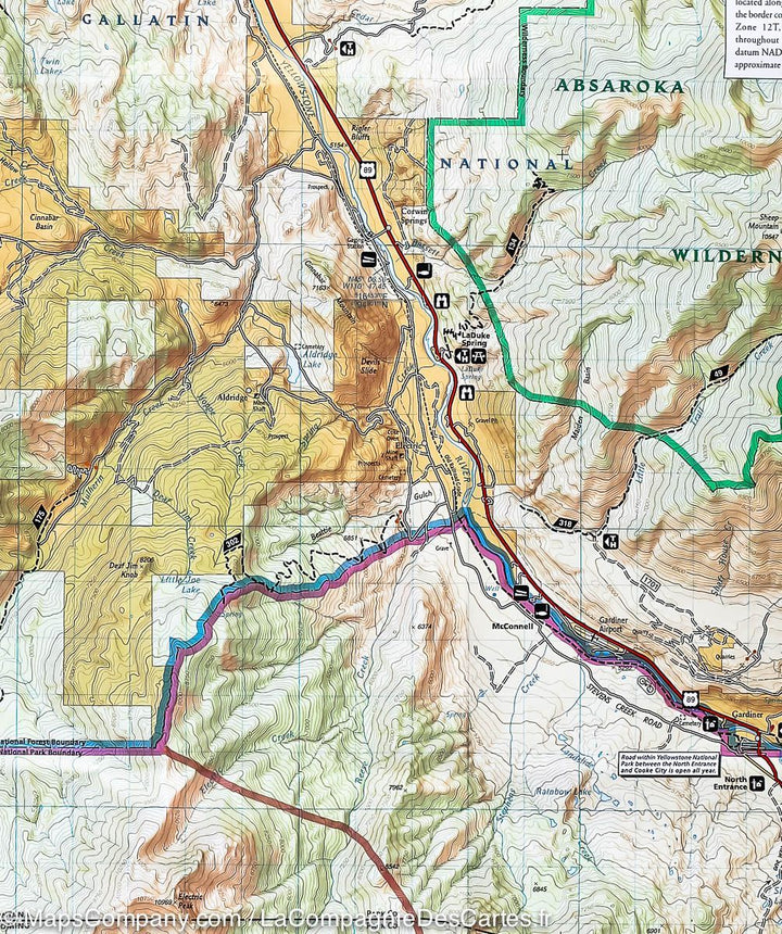 Carte de randonnée de Mammoth Hot Springs(Parc National de Yellowstone, USA) | National Geographic - La Compagnie des Cartes
