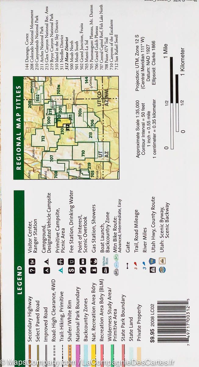 Carte de randonnée n° 312 - Maze District (Parc National de Canyonlands, Utah) | National Geographic carte de randonnée National Geographic