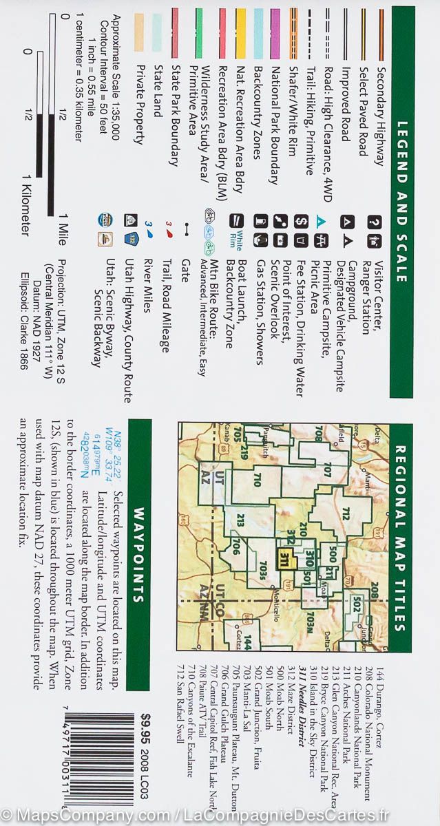 Carte de randonnée n° 311 - Needles District (Parc National de Canyonlands, Utah) | National Geographic carte de randonnée National Geographic