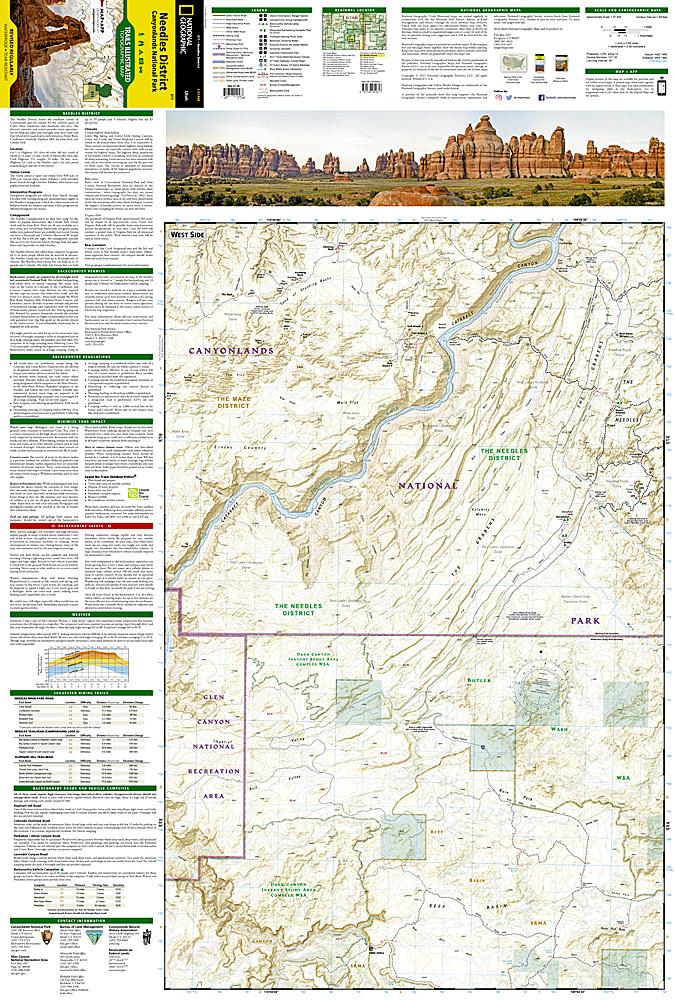 Carte de randonnée de Needles District (Parc National de Canyonlands, Utah) | National Geographic carte pliée National Geographic 