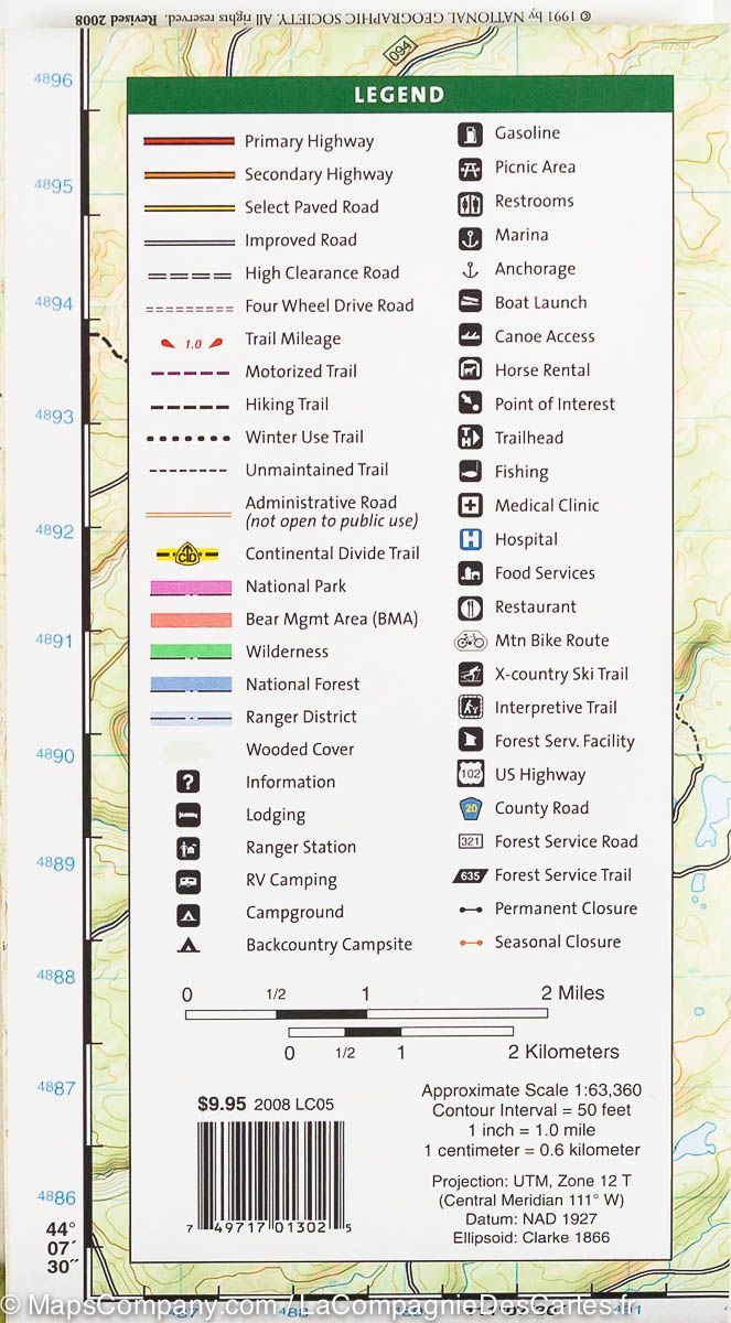 Carte de randonnée n° 302 - Old Faithful (Parc National de Yellowstone, USA) | National Geographic carte de randonnée National Geographic
