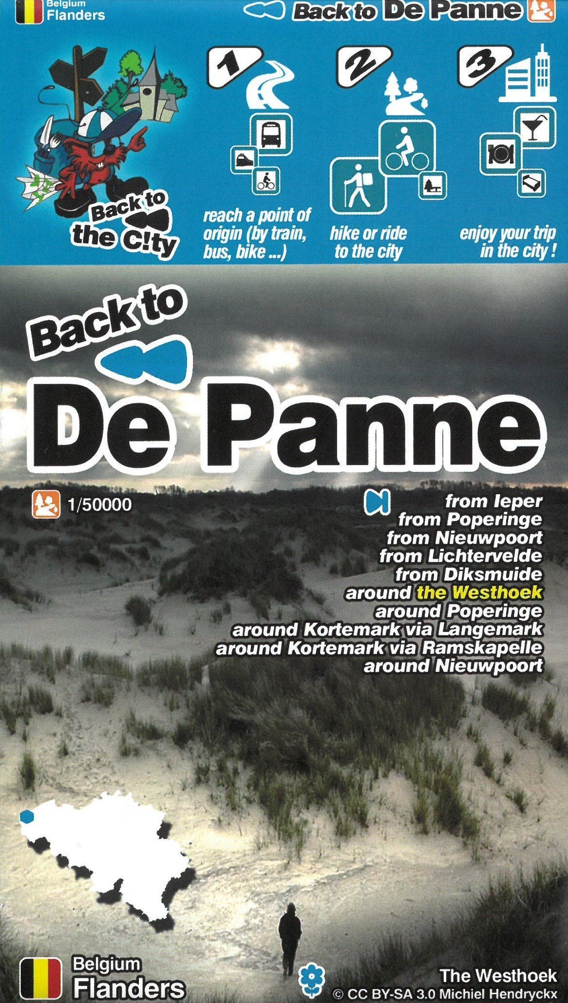 Carte de randonnée - De Panne (Flandres, Belgique) | Mini Planet carte de randonnée Mini Planet