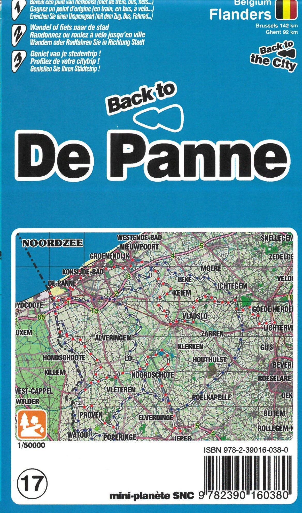 Carte de randonnée - De Panne (Flandres, Belgique) | Mini Planet carte de randonnée Mini Planet Default Title