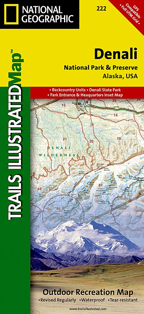 Carte de randonnée - Denali National Park (Alaska), n° 222 | National Geographic carte pliée National Geographic 