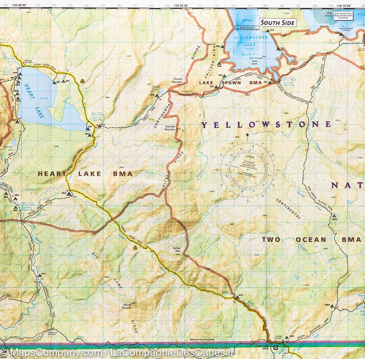 Carte de randonnée n° 305 - Lac de Yellowstone (Parc National de Yellowstone, USA) | National Geographic carte de randonnée National Geographic