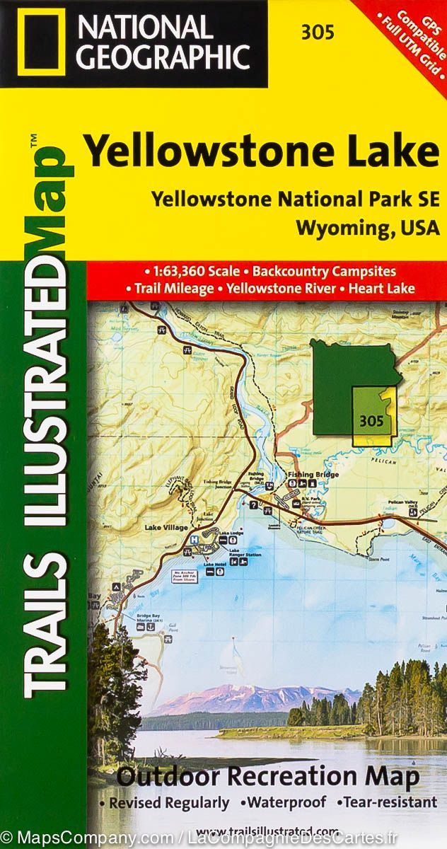 Carte de randonnée n° 305 - Lac de Yellowstone (Parc National de Yellowstone, USA) | National Geographic carte de randonnée National Geographic
